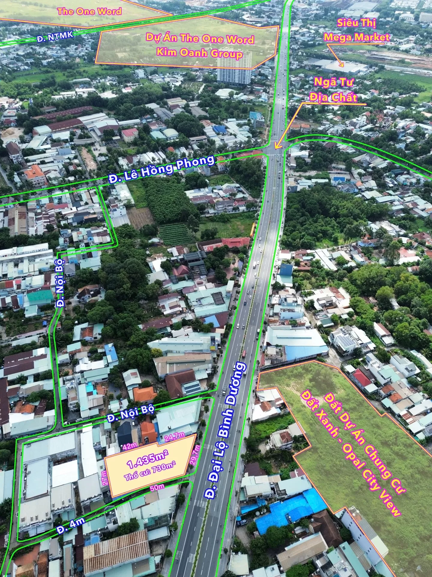 Bán đất mặt tiền Đại lộ Bình Dương Thủ Dầu Một 1.435m², quy hoạch TMDV, sẵn dòng tiền